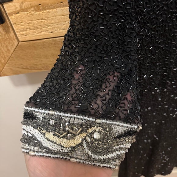 Vintage Oleg Cassini mini black tie sequin dress - Picture 6 of 7